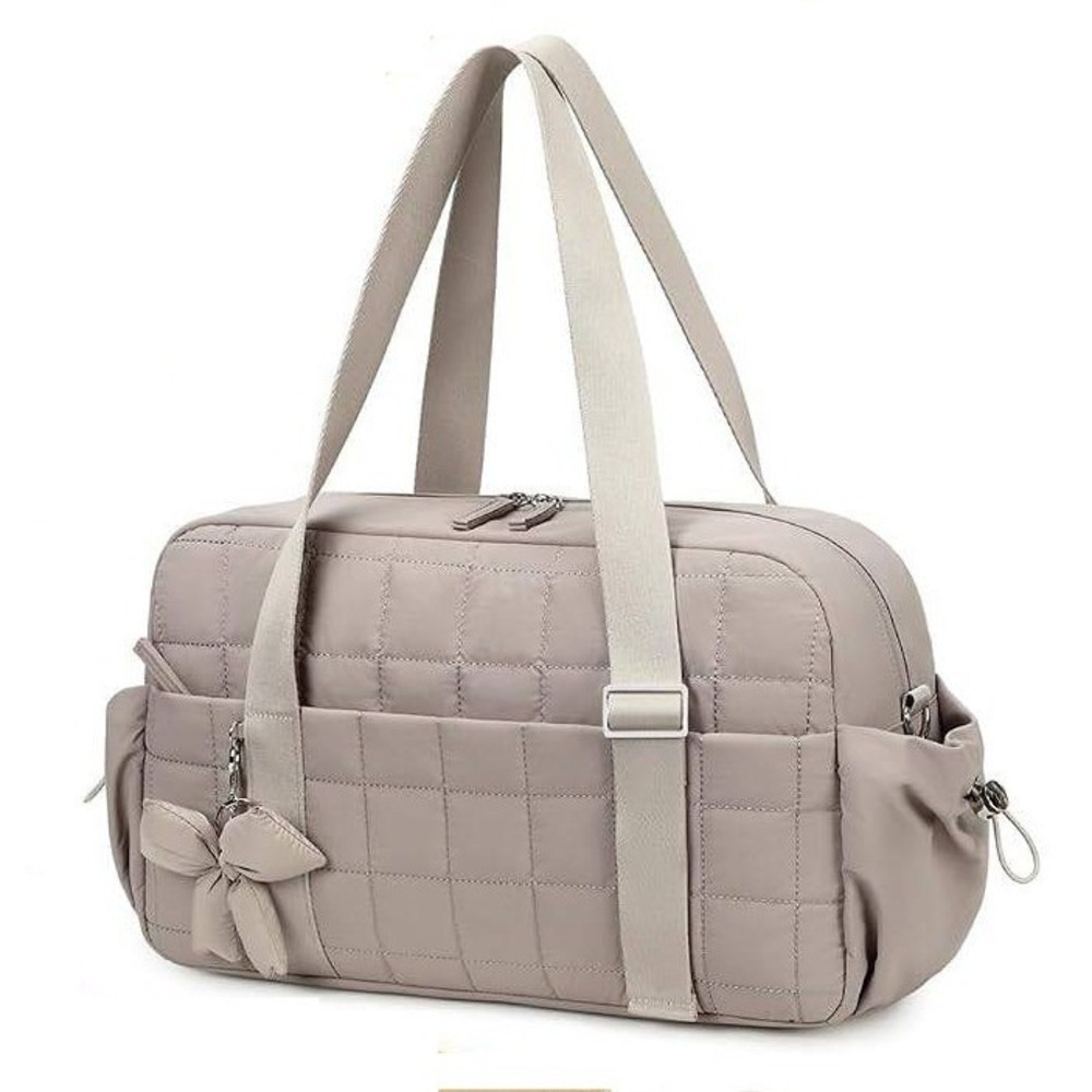 Camtop 16" Gym Bag Women Lightweight Puffy Quilted Duffel Bag Camel NEW V15